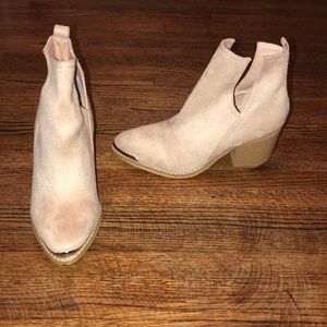 Blush suede ankle booties